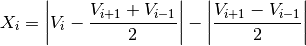 X_i = \left| V_i - \frac{V_{i+1} + V_{i-1}}{2} \right| - \left| \frac{V_{i+1} - V_{i-1}}{2} \right|